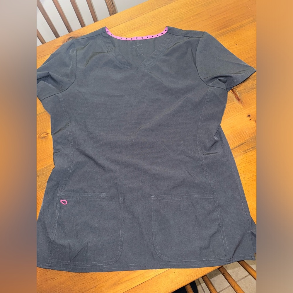 Heart soul grey scrub top